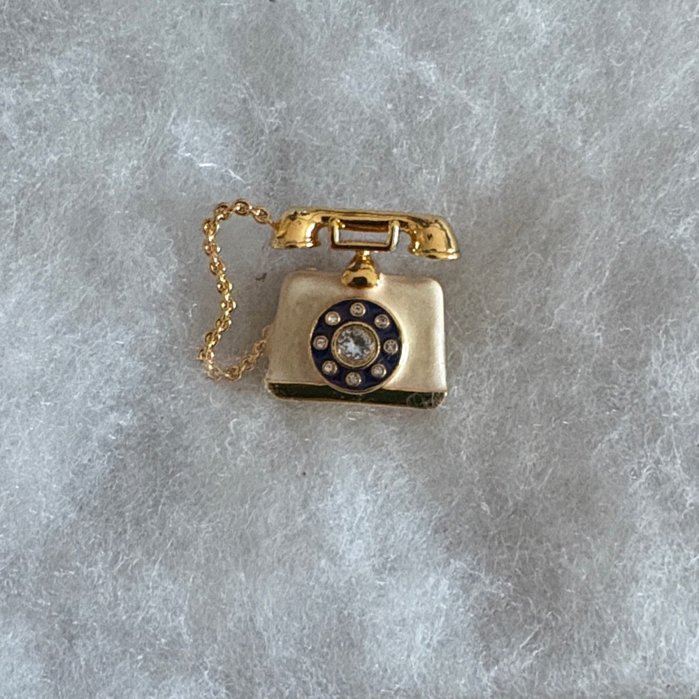 Talbots Gold and Cream Telephone Brooch